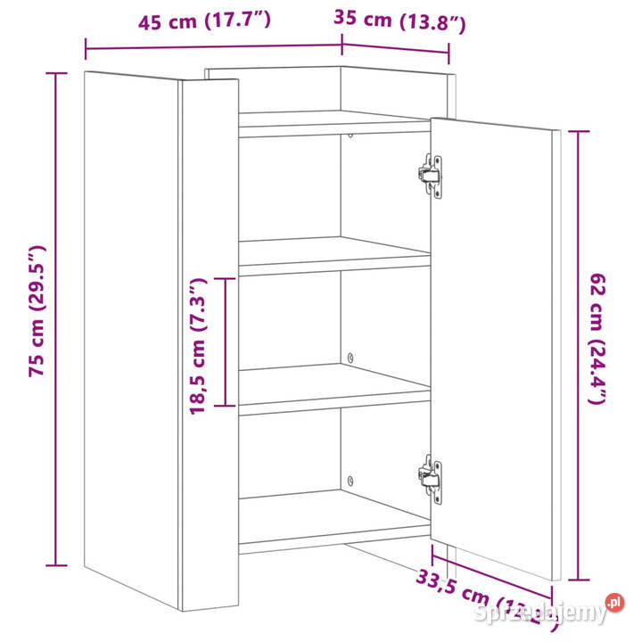 Szafka dąb sonoma 45x35x75 materiał
