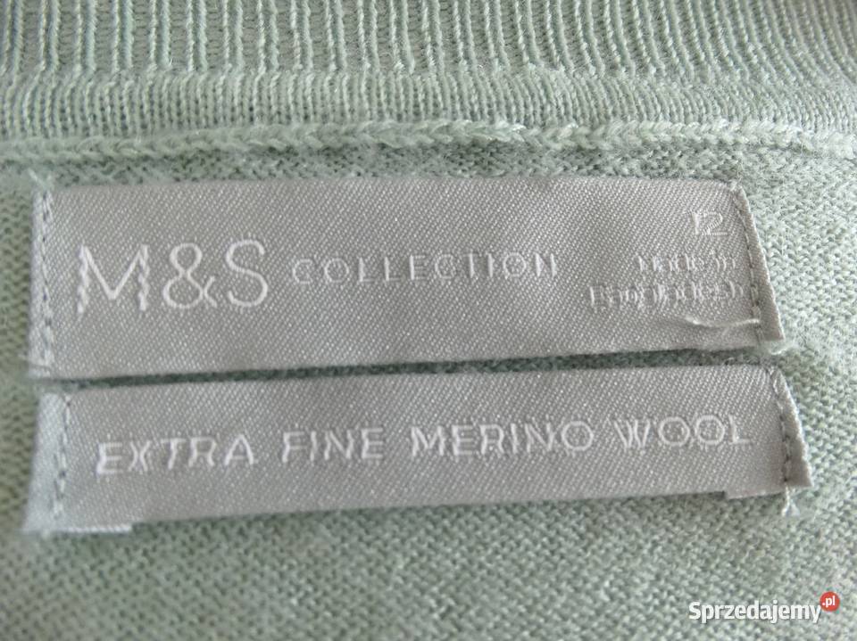 Sweter Kardigan Wełniany 100 Wełna Merino Fine długi Łomża sprzedam