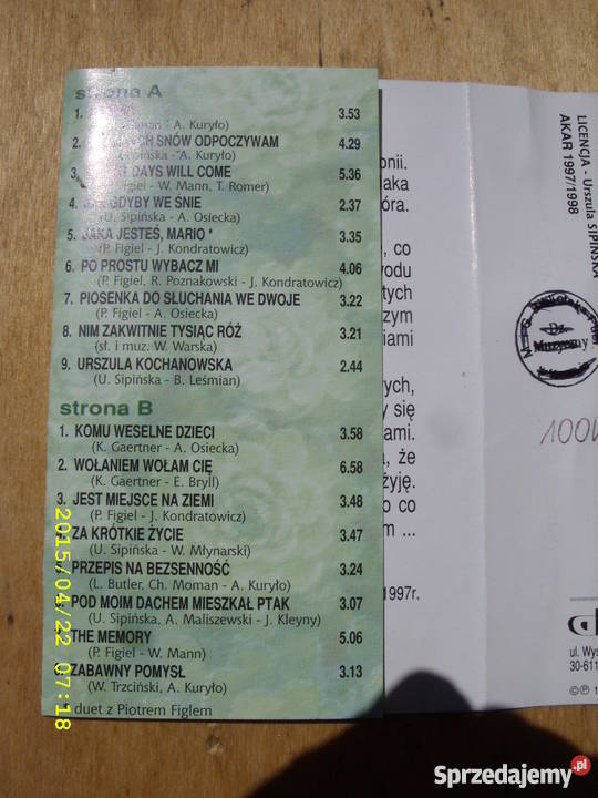 Ballada kaseta URSZULA SIOINSKABALLADY Wołów