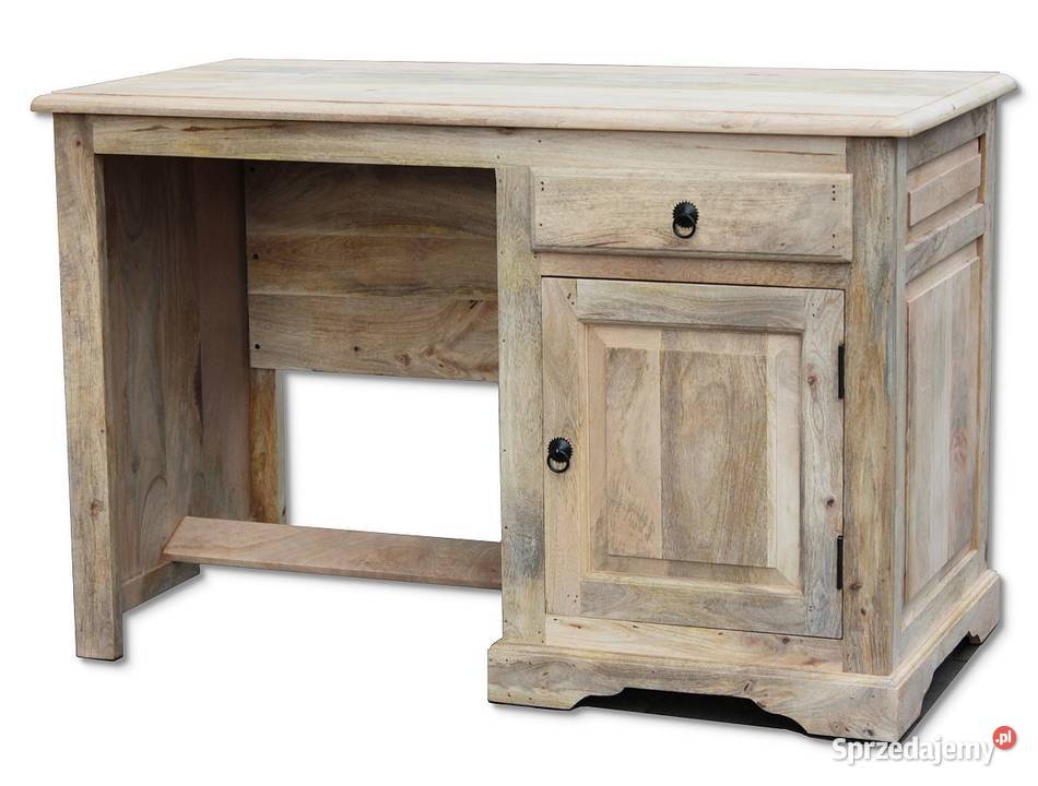 Drewniane biurko z jasnego drewna mango