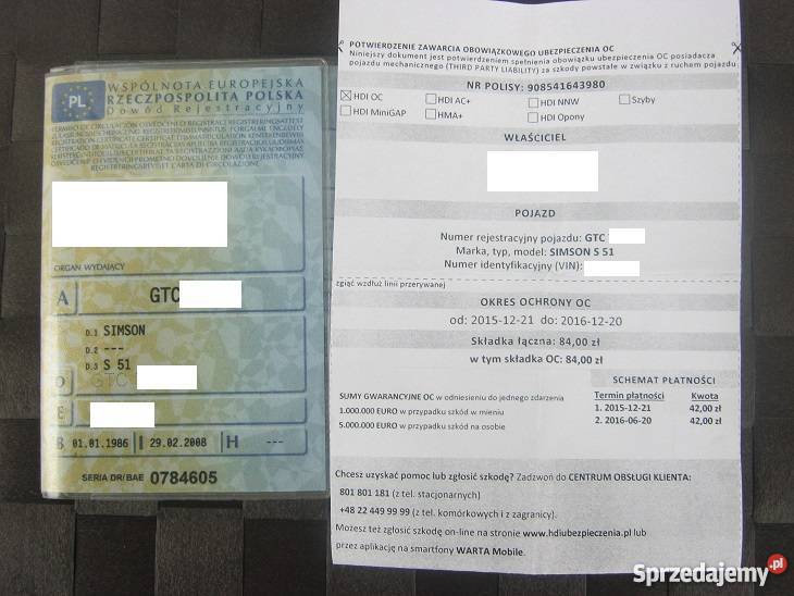 Simson S 51 zarejestrowany z OC Simson Łabiszyn