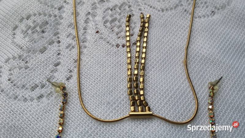 Stary angielski naszyjnik z kryształkami plus małopolskie Ochojno