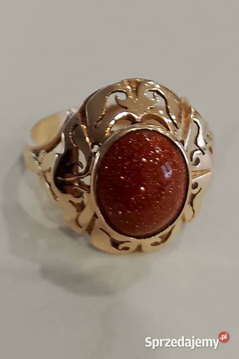 Piękny złoty pierścionek sygnet damski lata 6386 Płoskie