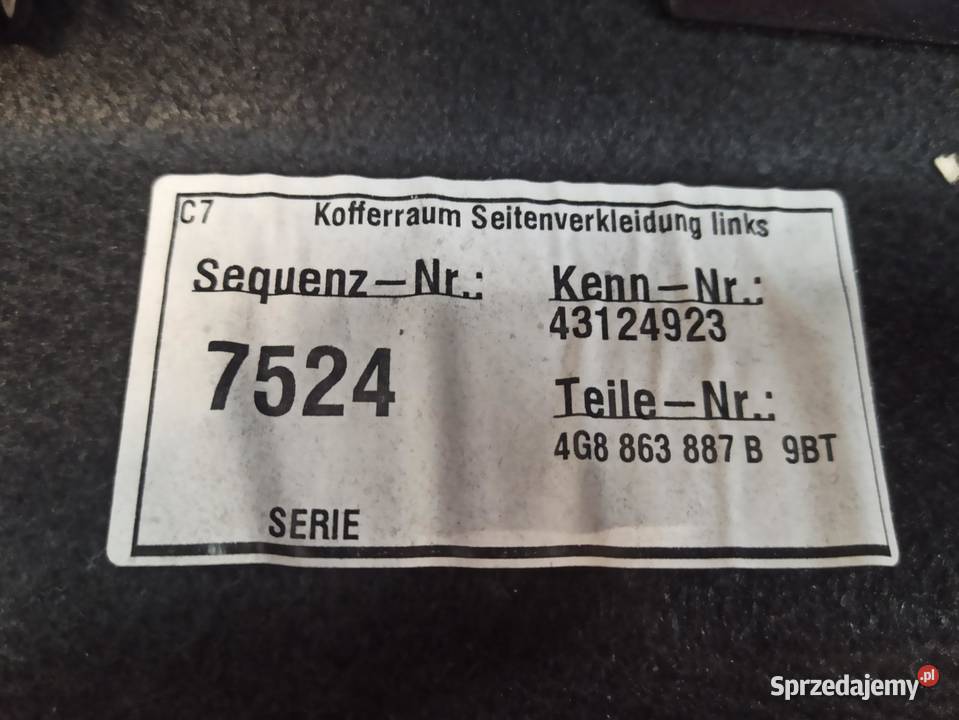 AUDI A7 4G BOCZEK BAGAŻNIKA LEWY 4G8863887B sprzedam
