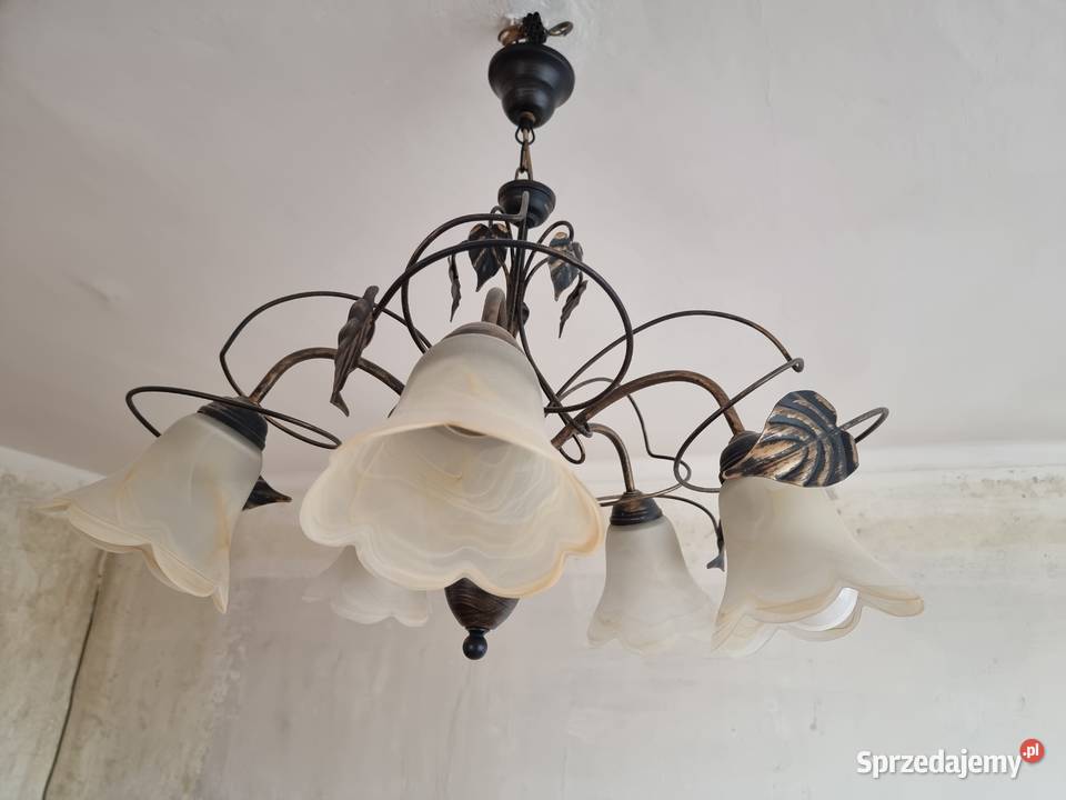 Lampa żyrandol szklany porcelana PRL śląskie Sosnowiec