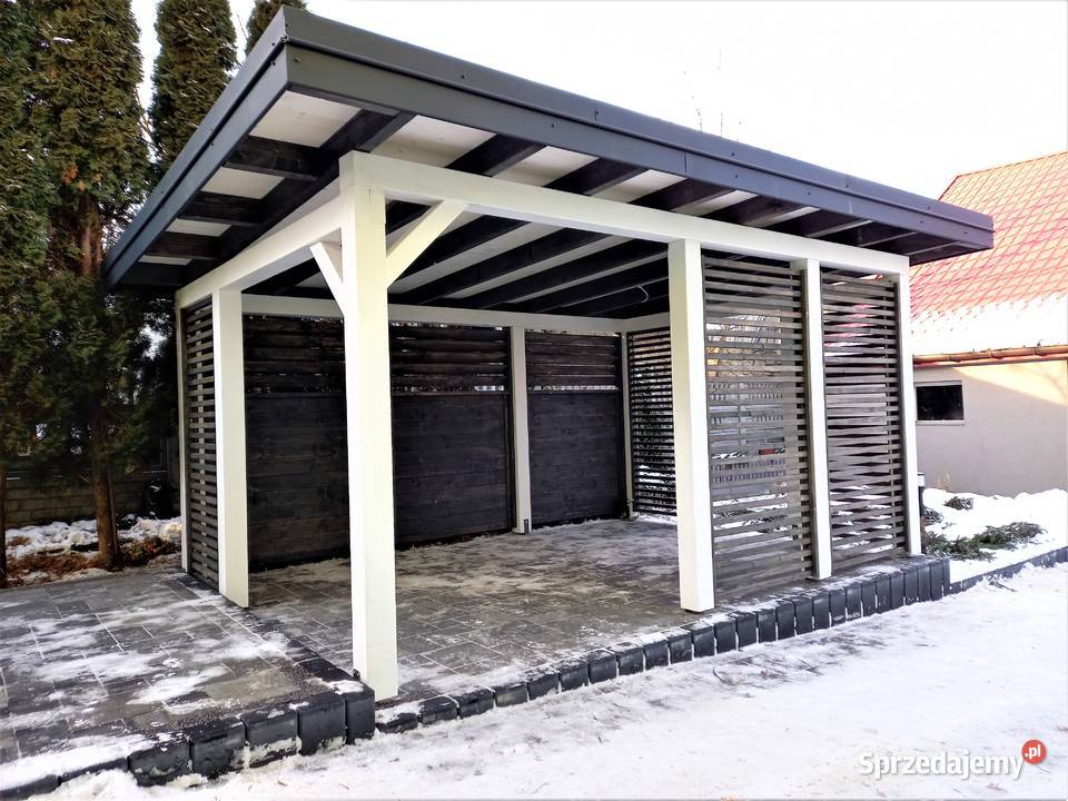 NOWOCZESNA altana ogrodowa biała szara rolety Stopnica