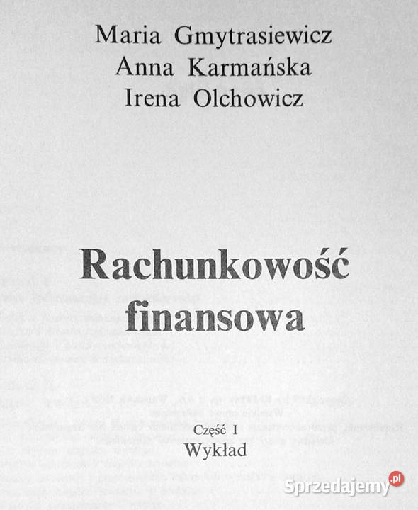 Rachunkowość finansowa Cz 1 Wykład Maria Książki i Podręczniki Chełm sprzedam
