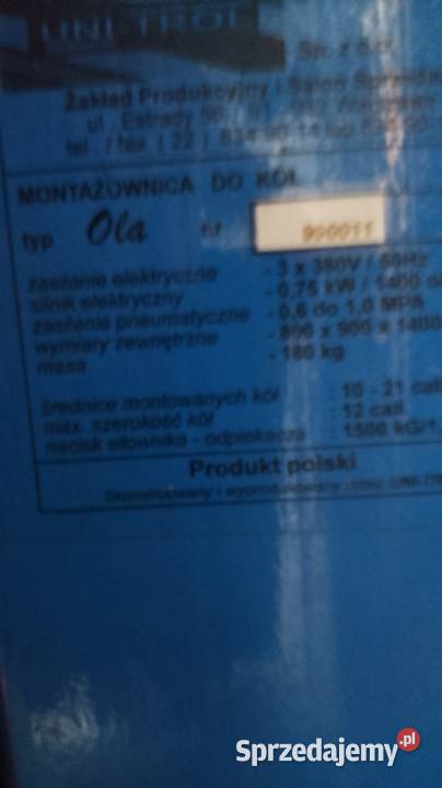 Montażownia do opon UnitrolzOla Otwock