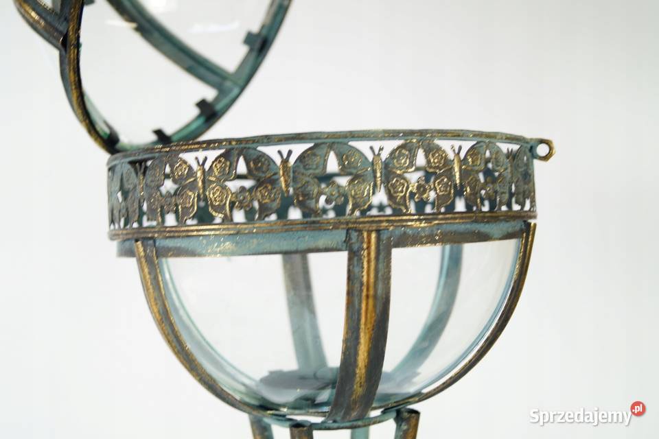 Metalowy lampion LATARNIA gięte szkło piękna wielkopolskie