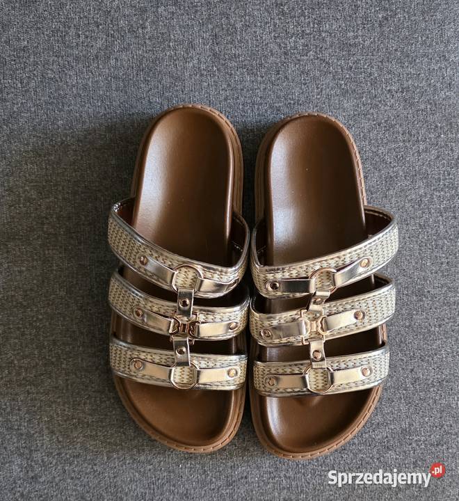 Ztote Plecione Klapki w Stylu Gladiatorek 38 inna Sandały i klapki sprzedam