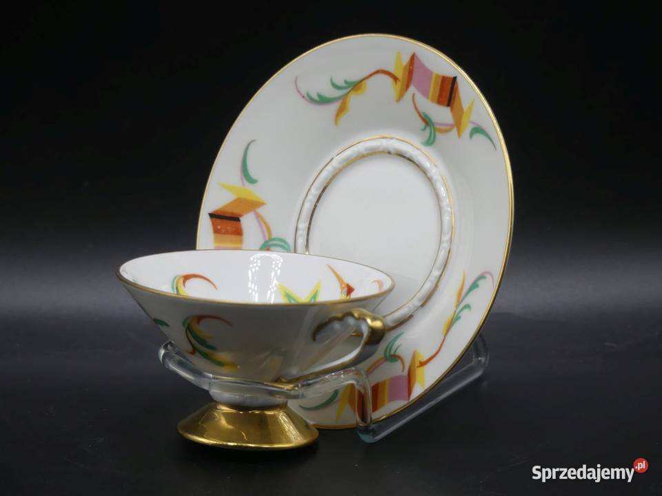 Komplet do mokki art deco Sorau Żary stan niemal Porcelana i szkło Poznań