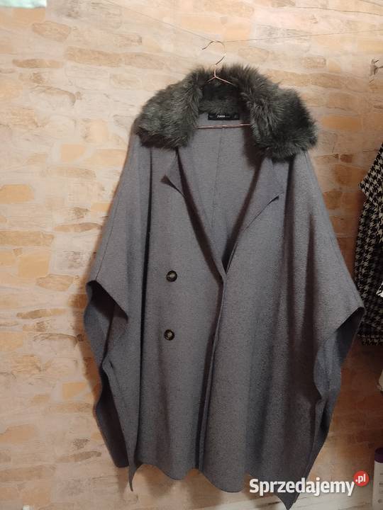 36S ZARA Płaszcz dzianinowy z futrzanym Zara Kurtki i płaszcze Kraków