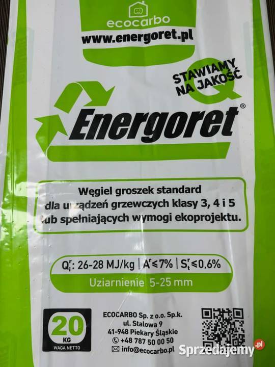 Węgiel Groszek ENERGORET workowany suszony Siemianowice Śląskie