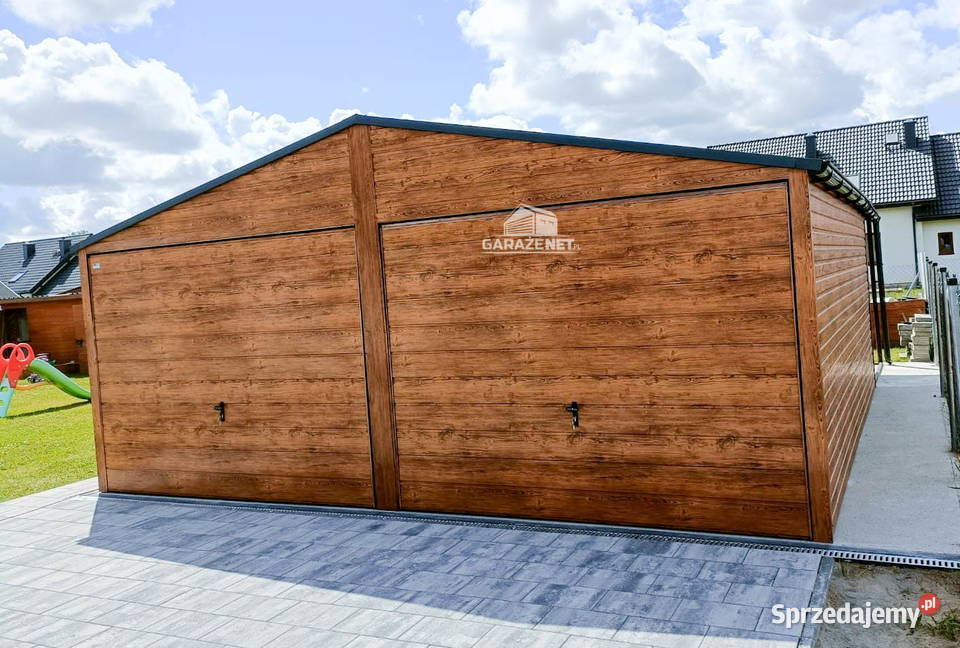 GARAŻ BLASZANY 6m x 6m DWUSPAD 2xBRAMA JASNY Łapanów
