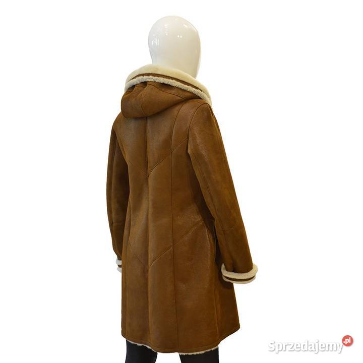 Kożuch Damski Długi z Kapturem ze Skór Włoszczowa sprzedam