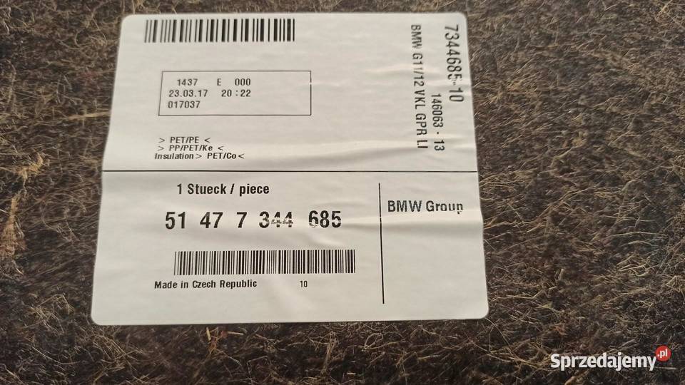 BMW 7 G11 BOCZEK BAGAŻNIKA LEWY 7344685