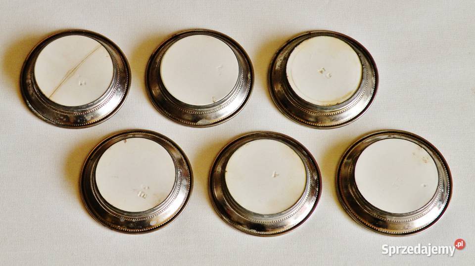 6 spodków porcelanometalowych pod szklanki Bydgoszcz