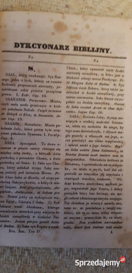 DYKCYONARZ BIBLIJNY T IV Kraków 1845 rzadkie Iwno
