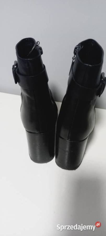 Botki skórzane na słupku jesień wiosna Gino