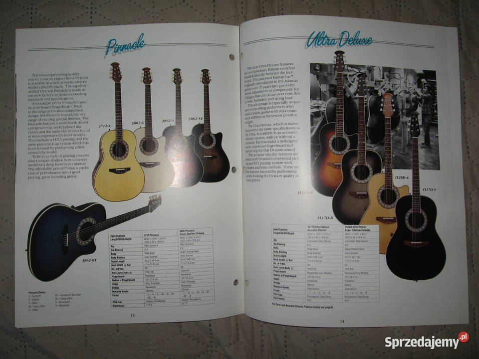 Ovation 1991 katalog gitar Kępice sprzedam