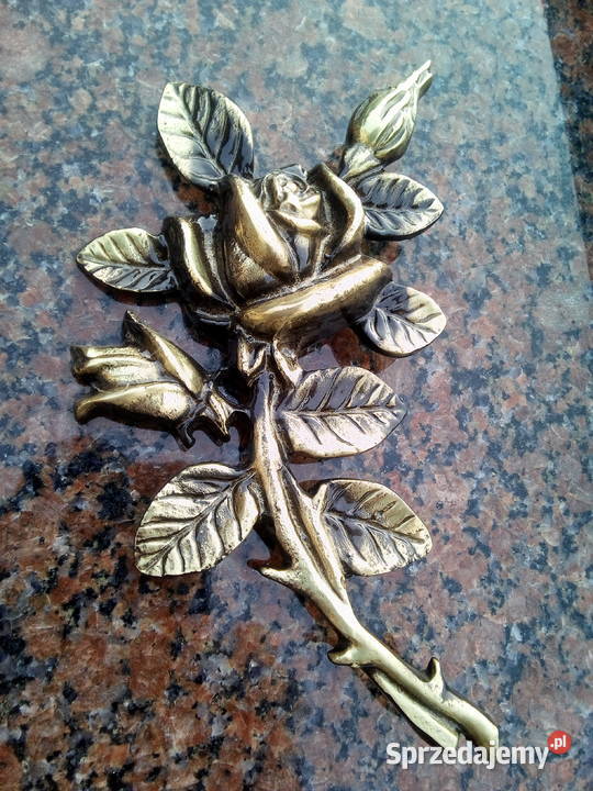 Róża mosiężna złota z kłosem z dłonią prawolewo Strzegowo