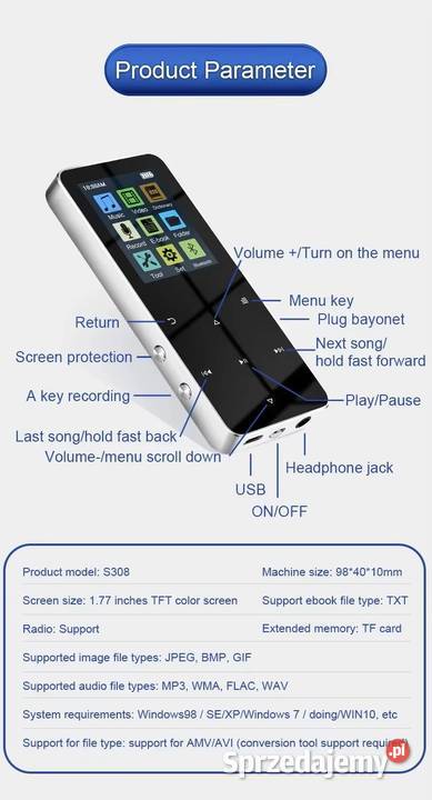 NOWY ODTWARZACZ MUZYKI MP3 RADIO DYKTAFON KOLOR MP3 mazowieckie Radom