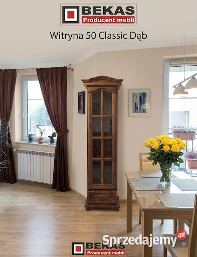 Witryna Słupek 50 Przeszklony Śliczny Dąb Lakier 50cm Meble
