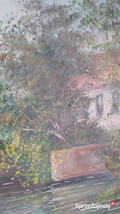 Stary obraz olej na płótnie w złotej ramie Iwonicz-Zdrój sprzedam