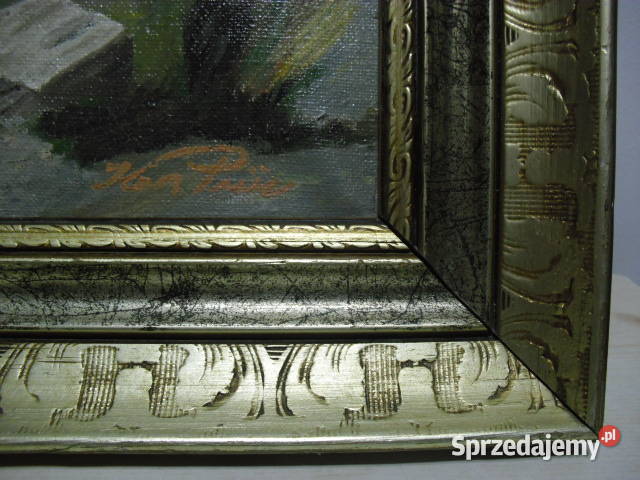 Obraz w pięknej ramie sygnowany 78x67 ANTYK