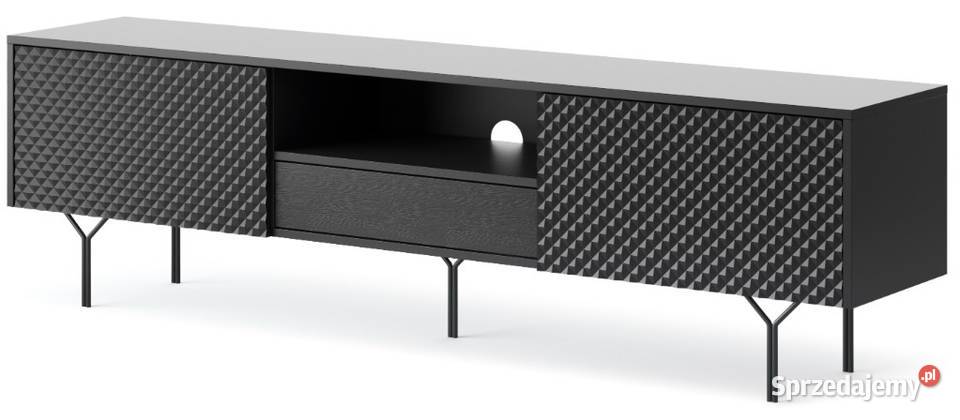 Szafka RTV 180 RAVEN Front 3D CZARNY GRAFIT NOWA