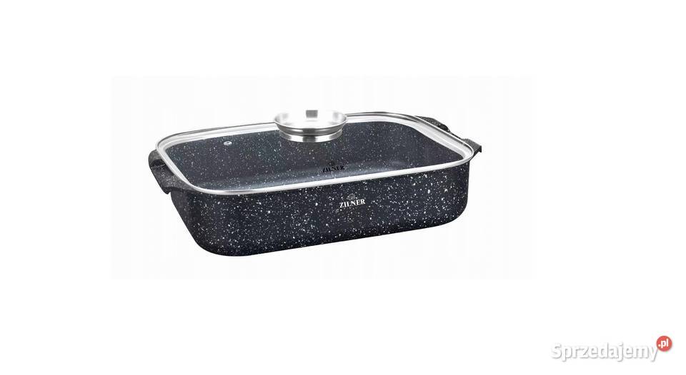 139 Brytfanka szklana plaska szara czarna ZILNER Blachy i formy do pieczenia