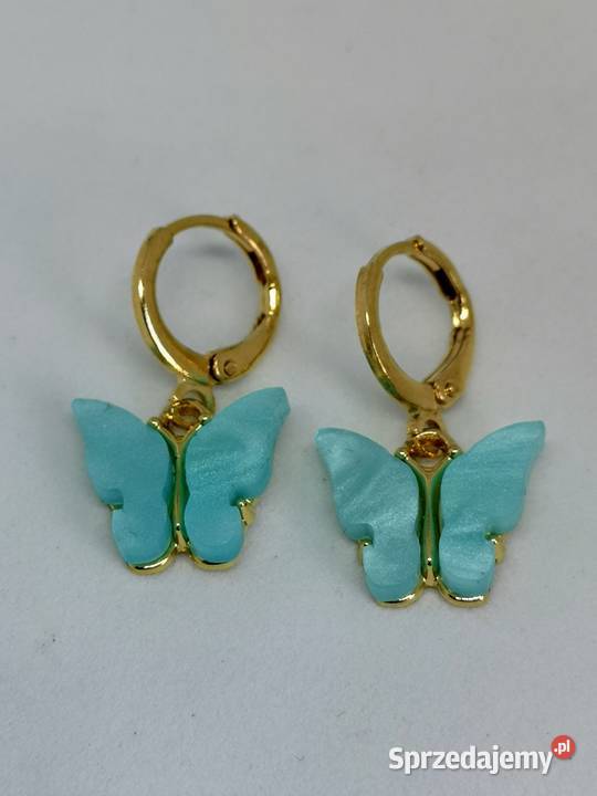 Delikatne kolczyki motylki niebieskie Kołobrzeg