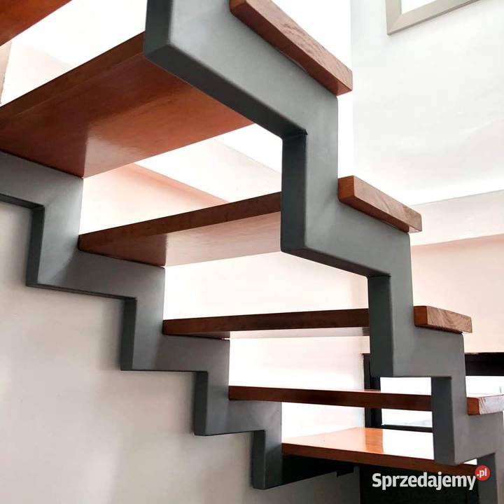 Schody dwuwangowe wycinane laserowo Stalowe