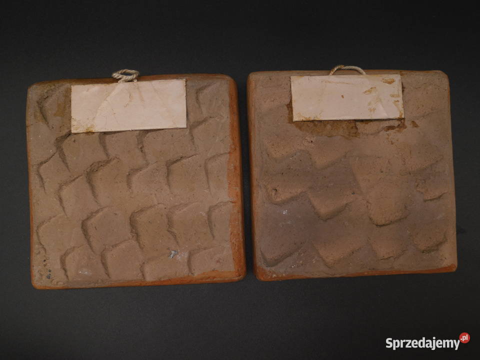 Ceramiczne dwa ręcznie malowane kafelki płytki wielkopolskie