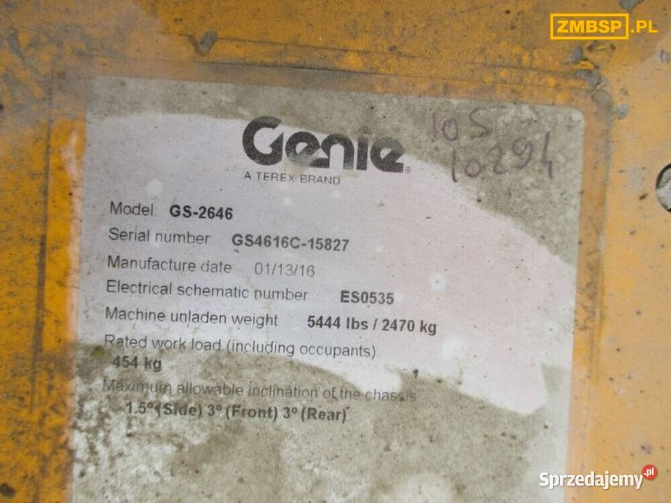Podnośnik nożycowy zwyżka 10m Genie GS2646 wielkopolskie Pleszew