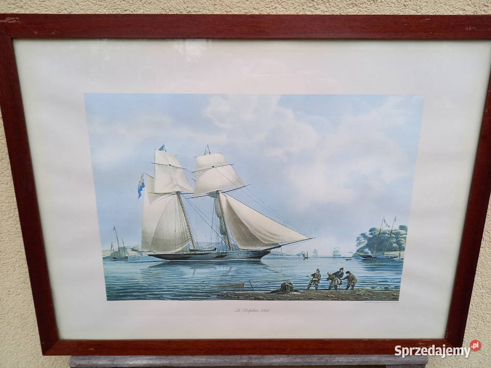 Marynistyka żeglarstwo duża stara grafika Warszawa