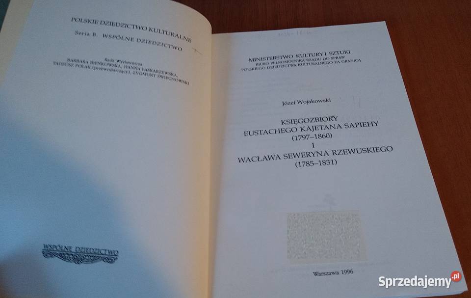 Księgozbiory Eustachego Kajetana Sapiehy i pomorskie Gdańsk sprzedam