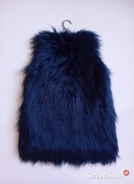 Granatowa kamizelka futrzana damska ciepła Warszawa