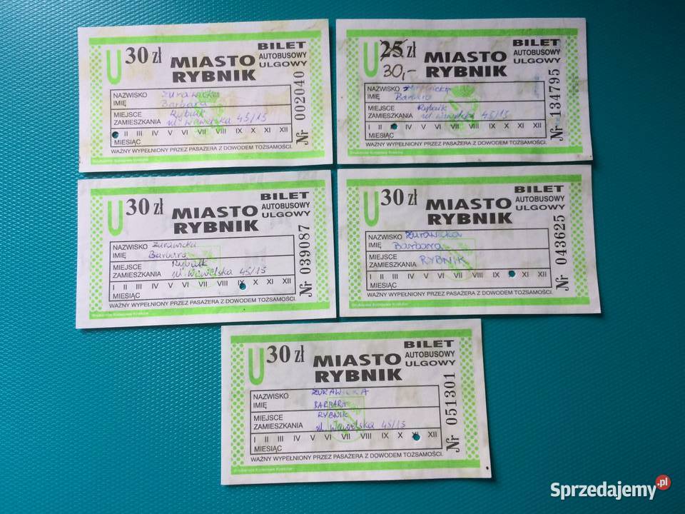 906 Bilety Komunikacji Rybnik Szczecin sprzedam