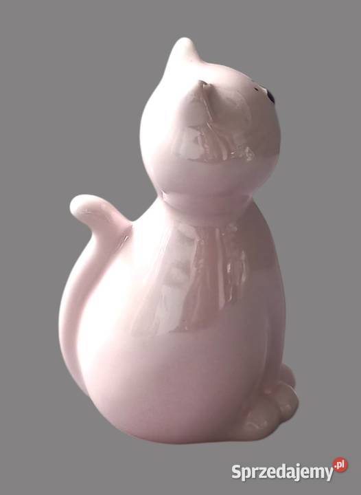 Urocza dekoracja figurka ceramiczna różowy kotek Chrzanów sprzedam