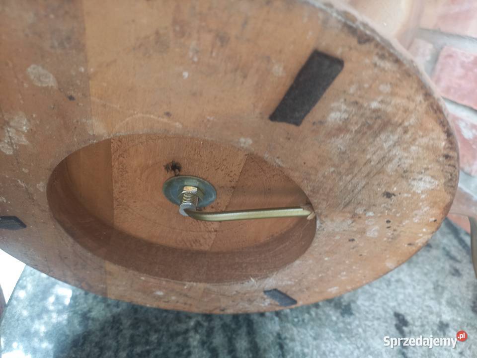Lampka drewniana z materiałowym kloszem Nocna Gawroniec sprzedam