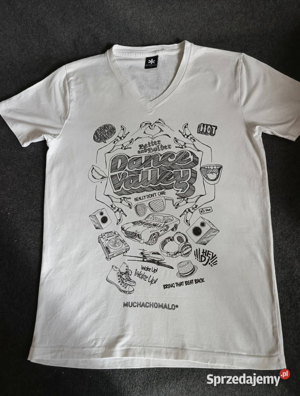 Bluzka męska Tshirt biała z nadrukiem Łódź