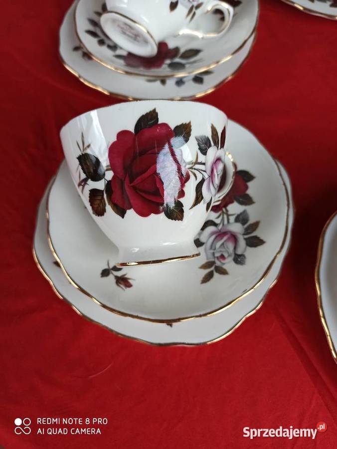 filiżanka z talerzykiem deserowym Colclough Made Gdańsk