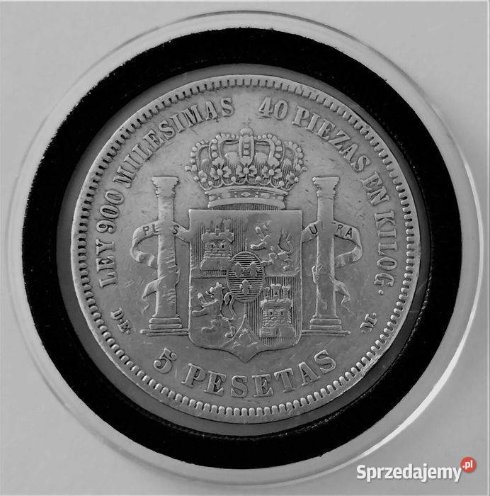 ALFONSO XII REY srebro r1875 DE M Numizmatyka Wrocław