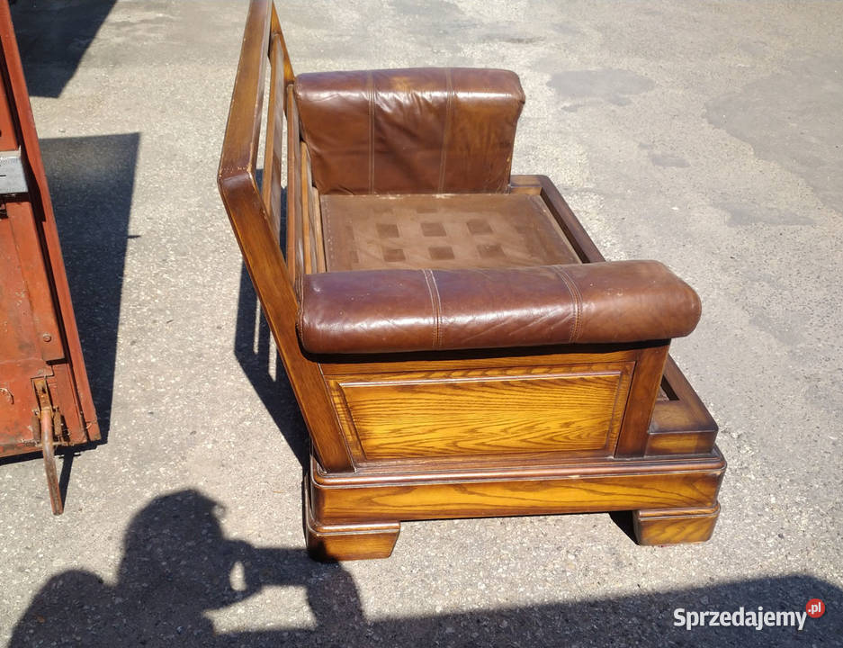 Sofa dębowa dwuosobowa bez wkładu okazja Przemyśl