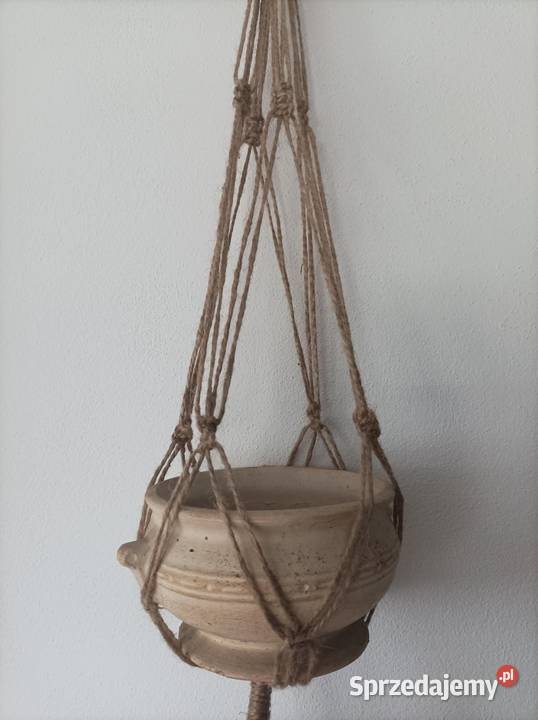 Komplet 3 kwietników juta makrama odcienie brązowego