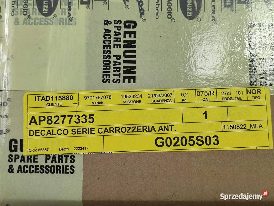 KOMPLET NAKLEJEK APRILIA SR H20 20032004 NOWY lubelskie sprzedam