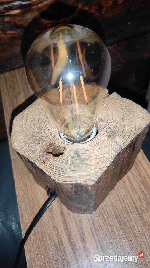 Lampka drewniana rustykalna loft Oświetlenie