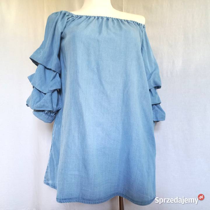 Bluzka niebieska Hiszpanka bufki rękawy r 38 Zara podlaskie Białystok