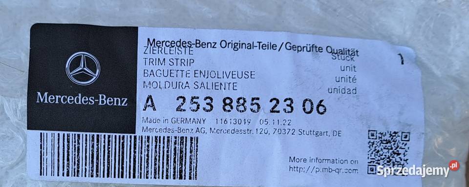 Listwa zderzaka tył Mercedes GLC X253 W253 osobowe Listwy i nakładki Mielęcin